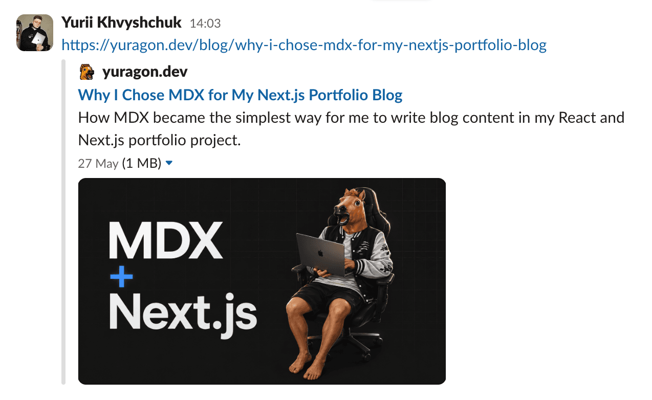Slack link preview